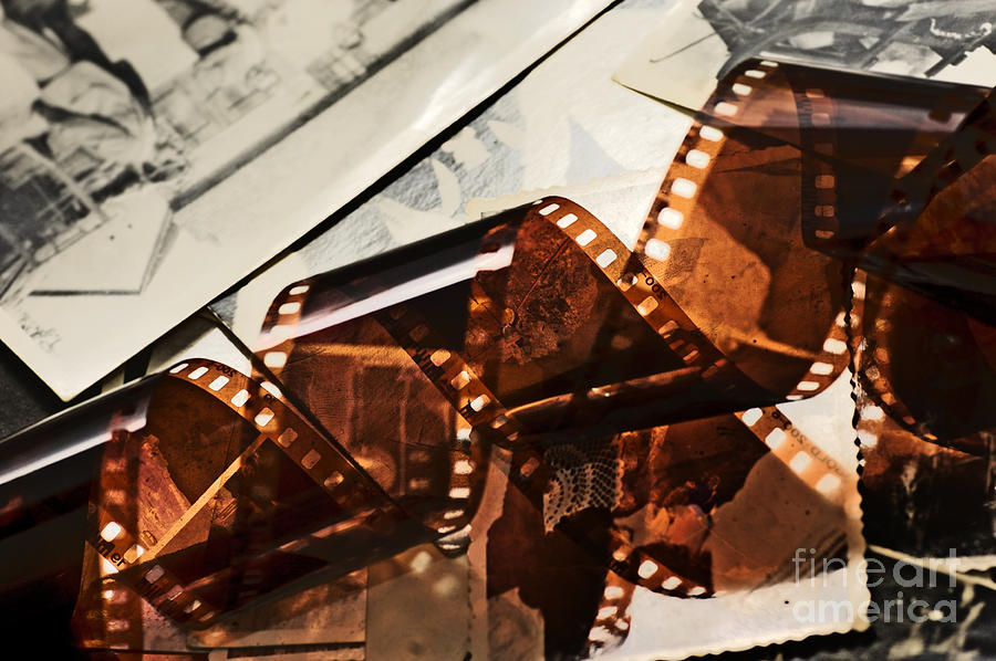 Old film strip and photos background Photograph by Michal Bednarek - Pixels