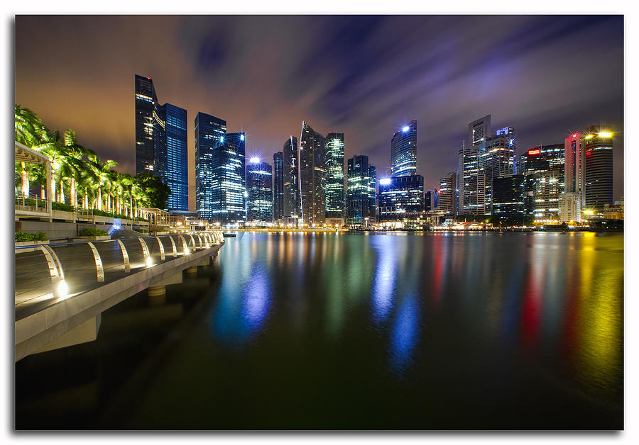 Singapore Night Skyline II Marina Bay Photograph by Feel Free To Share ...