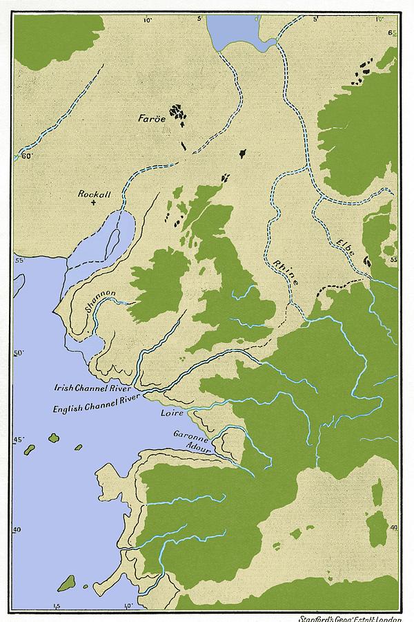 Prehistoric Sea Level Map, Europe Photograph by Sheila Terry