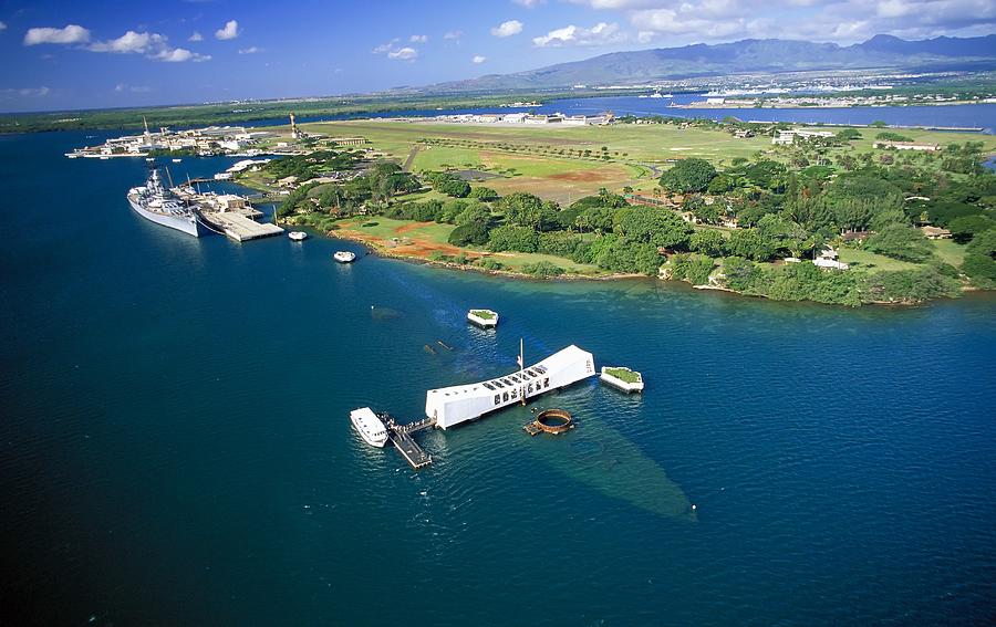 Hawaii, Oahu, Pearl Harbor, Aerial U. S. S. Arizona Photograph by Photo ...