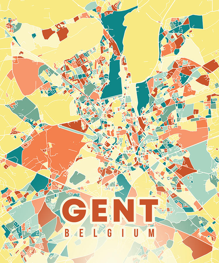 Gent Belgium Map Digital Art by Alexandru Chirila - Fine Art America