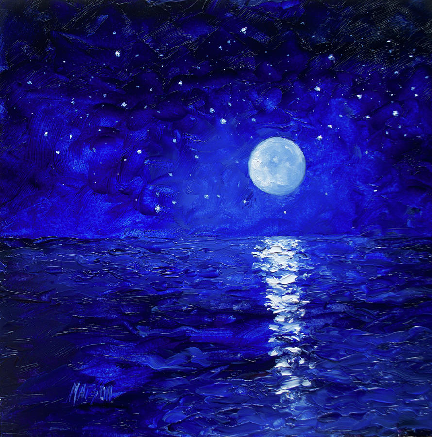 Night Sky Stars And Moon Painting