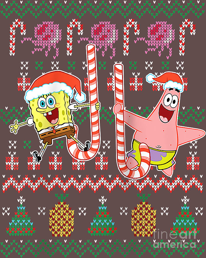 Spongebob And Patrick Star Ugly Xmas Sweater Raglan Digital Art by ...