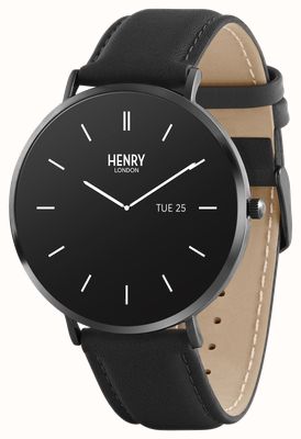 Henry London Smart AMOLED (43mm) Brushed Black Case / Black Leather HLS65-0005