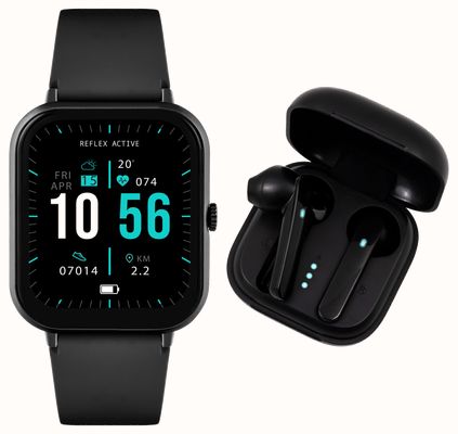 Reflex Active Series 17 Multi-Function Smartwatch + Wireless Earbud Set (39mm) Digital Dial / Black Silicone RA17-2164-TWS