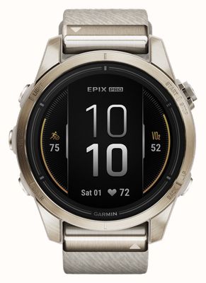 Garmin EPIX PRO Gen 2 (42mm) Sapphire Soft Gold Stainless Steel Cream Heathered Nylon Band (+ Silicone Strap) 010-02802-20