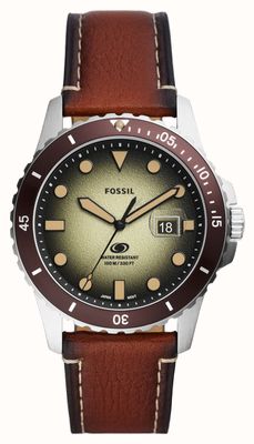 Fossil Men's Blue | Green Dial | Brown Eco Leather Strap FS5961 EX DISPLAY