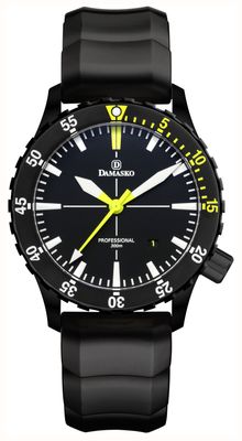 Damasko DSUB10 DAMEST Manufacture Automatic (42mm) Black Dial / Black 'Wave' Rubber Strap DSUB10-BLACK BLACK RUBBER