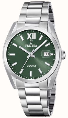 Festina Acero Clasico (40mm) Khaki Green Dial / Stainless Steel Bracelet F20707/5