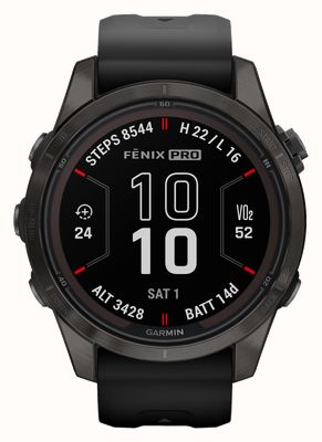 Garmin Fenix 7S Pro Sapphire Solar Carbon Gray DLC Titanium Black Band 010-02776-11