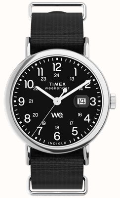 Timex Weekender INDIGLO (40mm) Black Dial / Recycled Black Fabric Strap TW2W86100