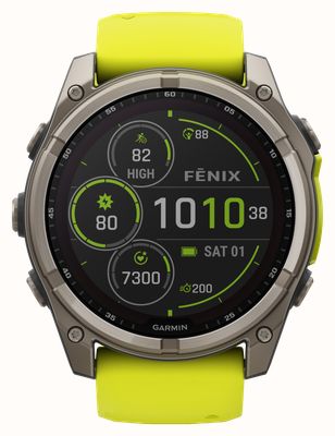 Garmin Fenix 8 51mm SOLAR Sapphire Premium Multisport GPS Smartwatch Titanium with Amp Yellow 010-02907-21