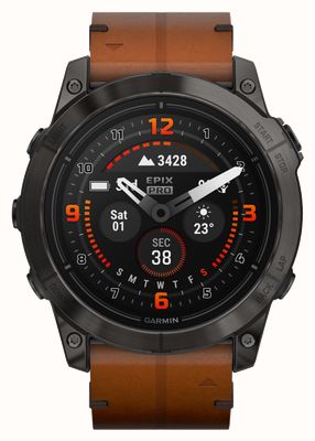 Garmin EPIX PRO Gen 2 (51mm) Sapphire Carbon Grey DLC Titanium Chestnut Leather (+ Black Silicone Strap) 010-02804-30