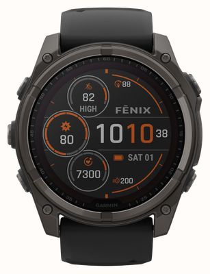 Garmin Fenix 8 51mm SOLAR Sapphire Premium Multisport GPS Smartwatch Carbon Grey with Black Silicone 010-02907-11