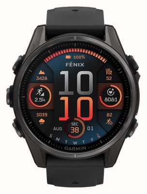 Garmin Fenix 8 43mm AMOLED Sapphire Premium Multisport GPS Smartwatch Carbon Grey with Black Silicone 010-02903-21