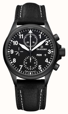 Damasko DC56 DAMEST Chronograph TOP Automatic (40mm) Black Dial / Black Leather Strap DC56-BLACK BLACK LEATHER