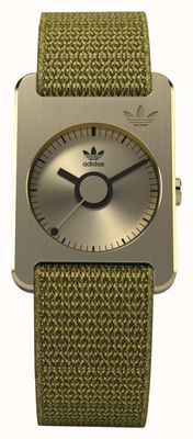 Adidas RETRO POP ONE Gold (31mm) Gold Dial / Green Fabric AOST22533