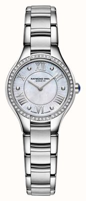 Raymond Weil Noemia Quartz (24mm) White Mother of Pearl Diamond Set Dial / Stainless Steel Bracelet 5124-S2S-00966