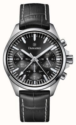 Damasko DC96 Chronograph Manufacture Automatic (41mm) Black Sunray Dial / Black 'Max Sport' Leather Strap DC96 BLACK