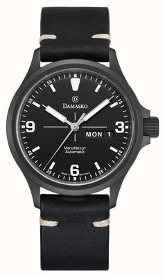 Damasko DK36/2 Three-Hand Day/Date Manufacture Automatic (40mm) Black Dial / Black Leather Strap DK36/2-VINTAGE BLACK LEATHER