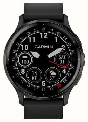 Garmin Venu 3 (45mm) Slate Stainless Steel Bezel / Black Leather Strap 010-02784-52