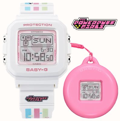 Casio BABY-G PowerPuff Girls Collaboration (49.7mm) Digital Dial / White Resin Strap BGD-10KPP-7ER