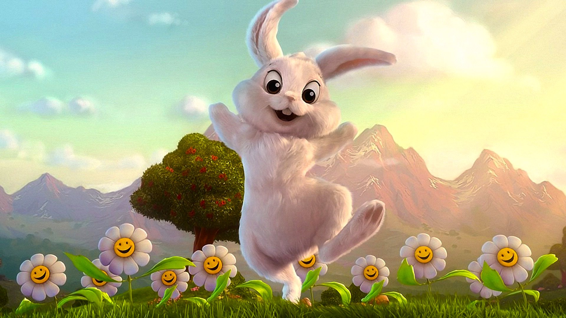 Easter Bunny & Flowers Wallpaper