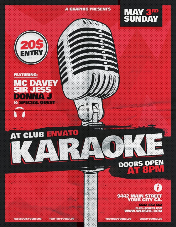 Retro Karaoke Layout Flyer Design