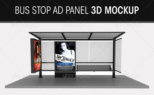 PSD Bus Stop Ad Mockup Branding Mockups