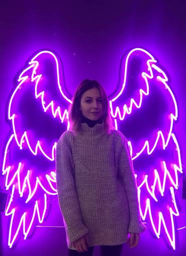 wings Woman with purple neon wings