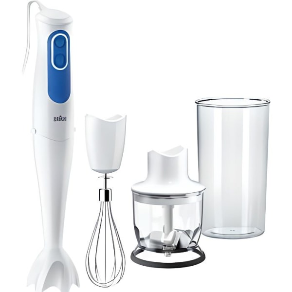 BRAUN Handmixer med omelett hackare - MQ3025WH - Vit och blå