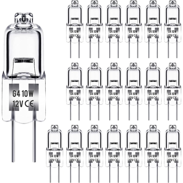 G4 halogenpærer 10W 12V - Varm hvid - 20 stk. 10W 10W 20pcs