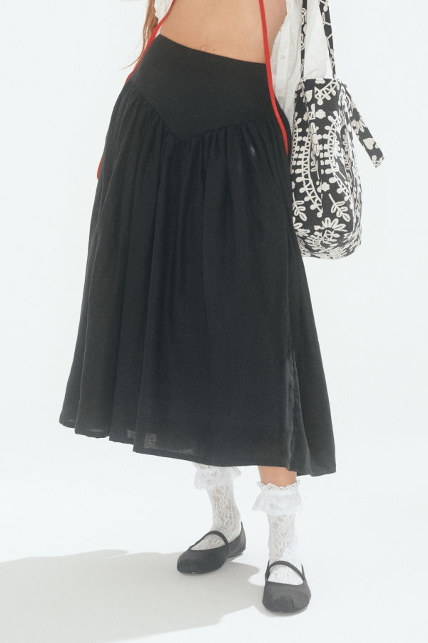 Eliza Faulkner Lucille Linen Skirt - Black