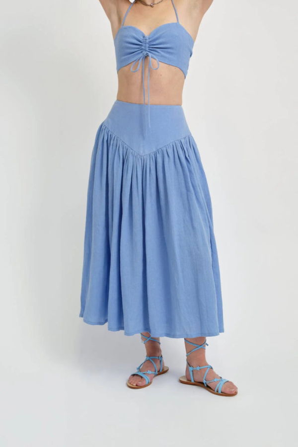 Eliza Faulkner Lucille Linen Skirt - Blue