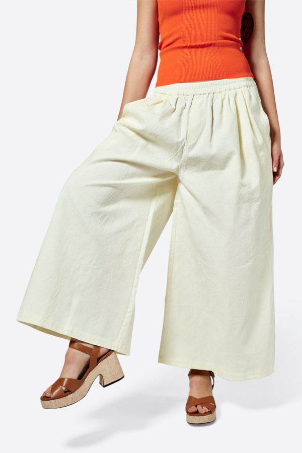 "INTENTIONALLY __________." SACHA WIDE LEG CROP PANT - KHAKI/Cream