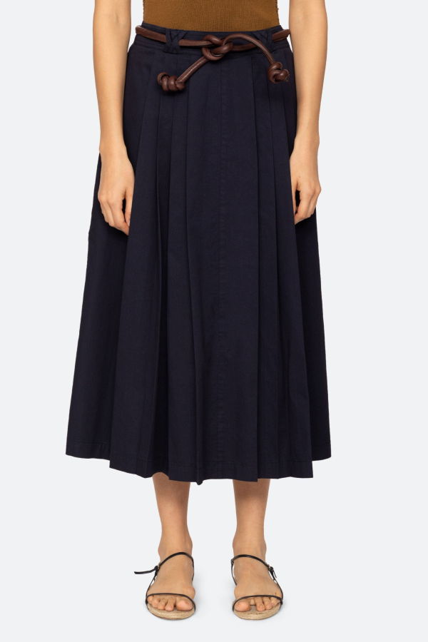 Sea NY Samaka Skirt w Belt - Navy