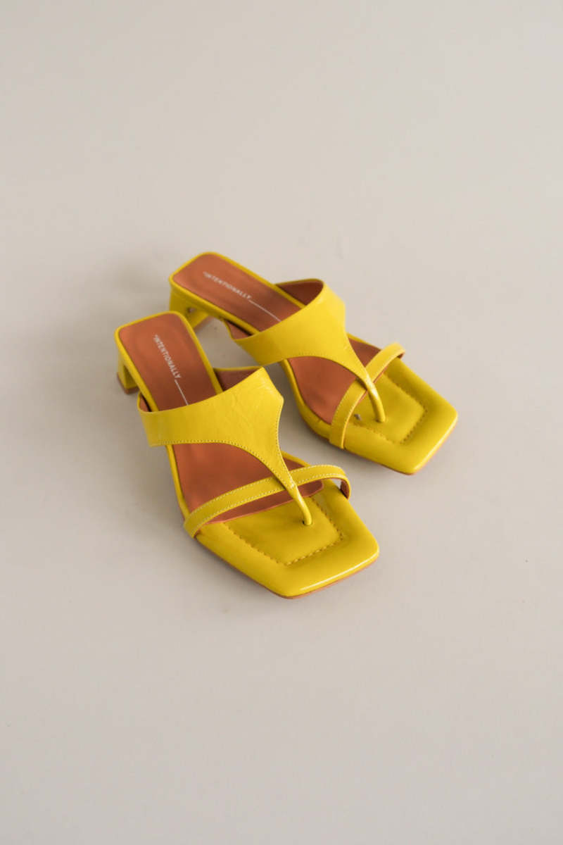 "INTENTIONALLY __________." Flume Sandal - Citron Mustard