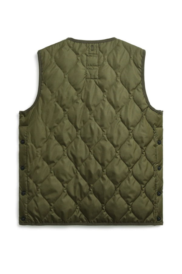 TAION Military W-Zip V Neck Down Vest - D.Olive