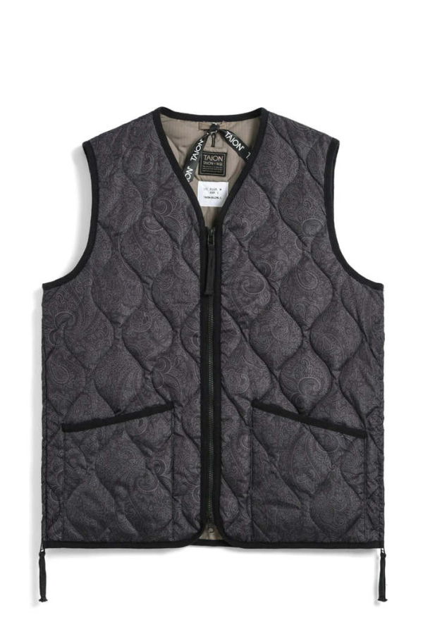 TAION Military W-Zip V Neck Down Vest - Paisley