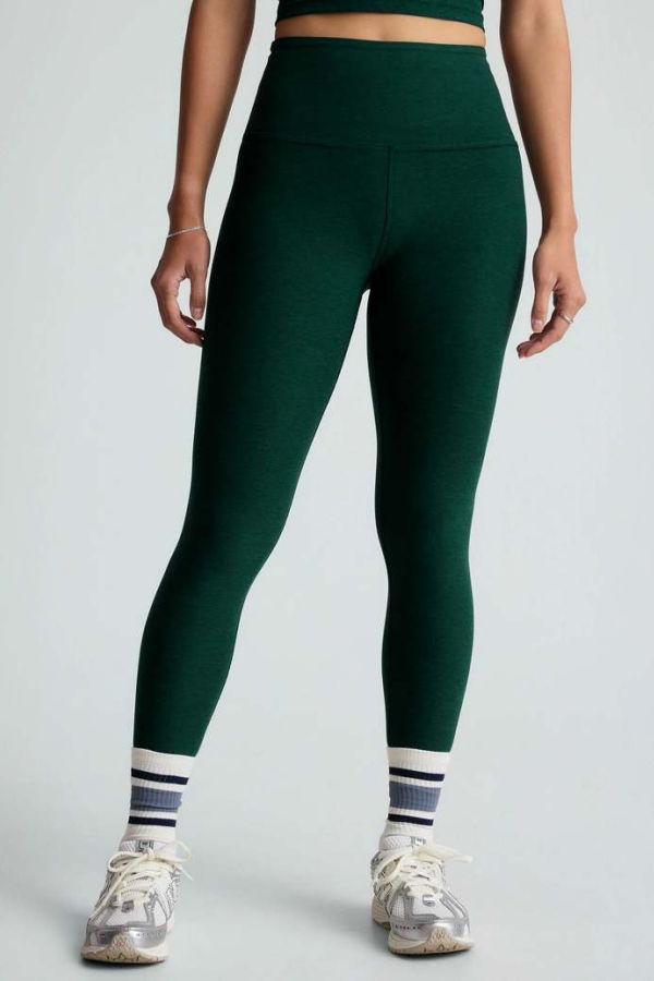 Beyond Yoga Spacedye Caught In The Midi High Waisted Legging - Dark Spruce Green Heather