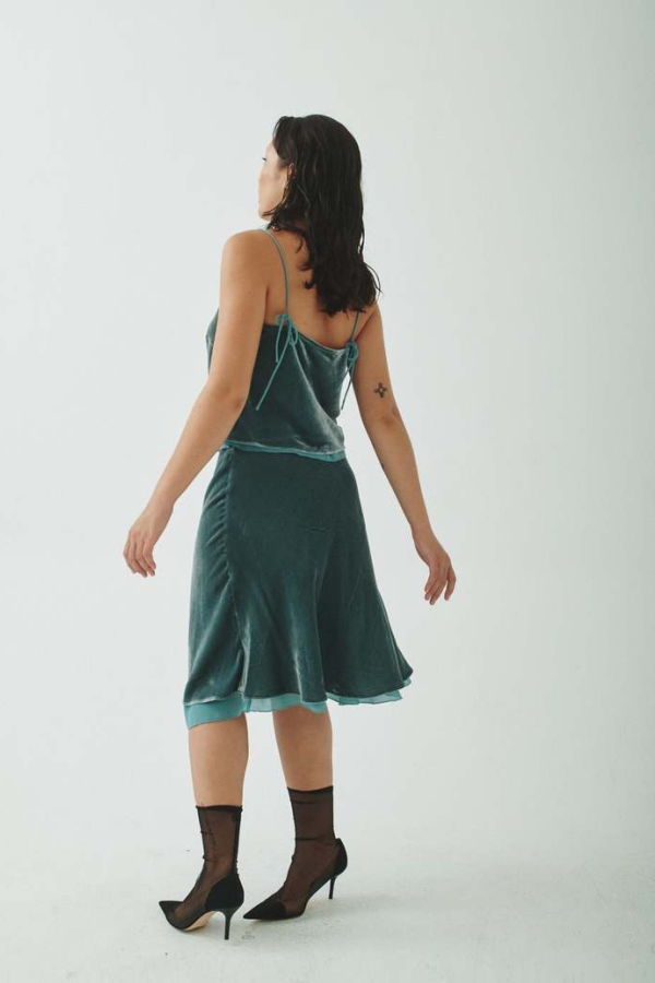 Twin Velvet Romance Skirt - Sage