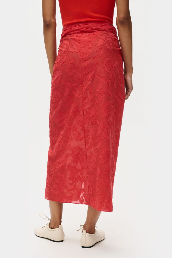 Silk Laundry Clip Silk Wrap Skirt - Geranium