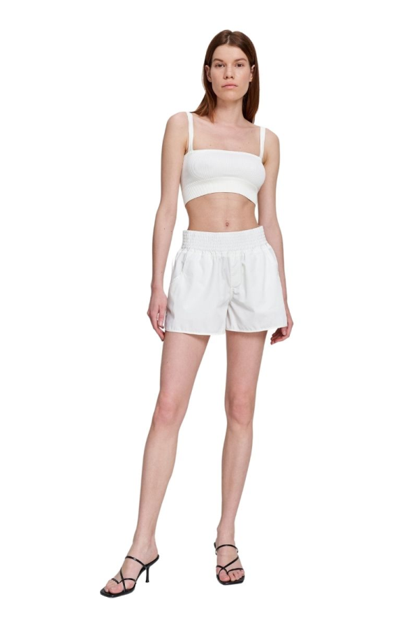 MONOSUIT Mid-Thigh Mid Rise Relaxed Fit Athletic Shorts - White