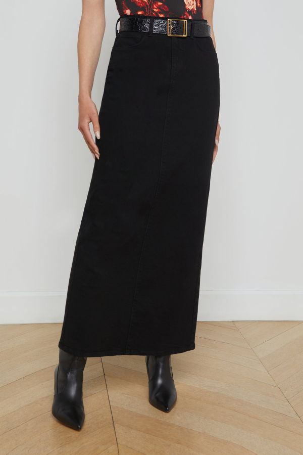 Sea NY Miriam Denim Maxi Skirt - Saturated Black