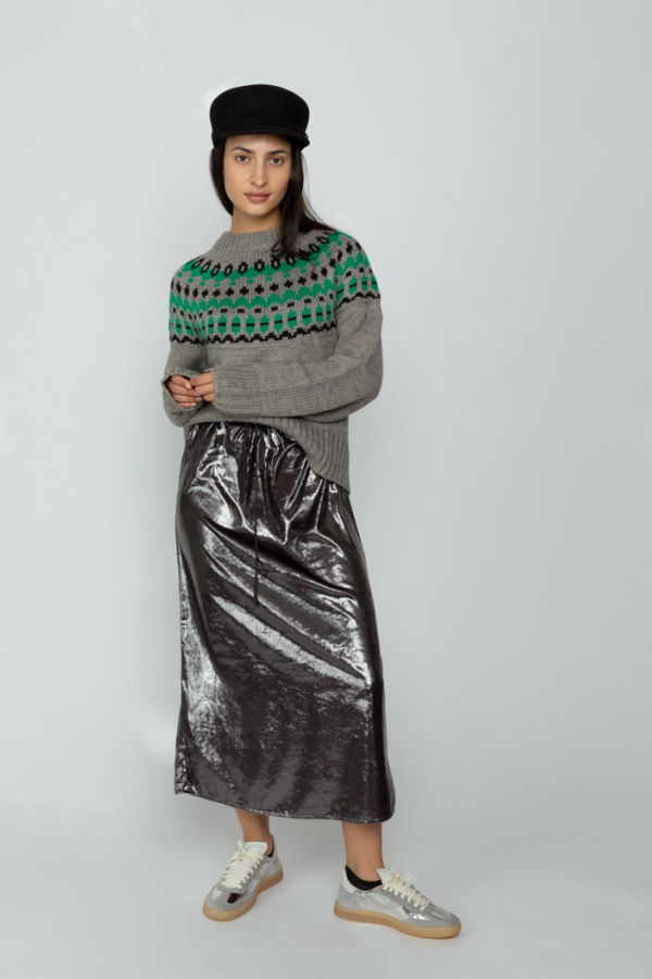 No.6 Pony Inez Skirt - Stripe Silver