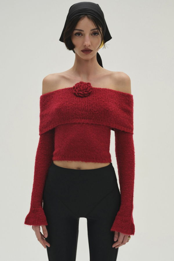 For Love & Lemons Aspen Knit Top - Red