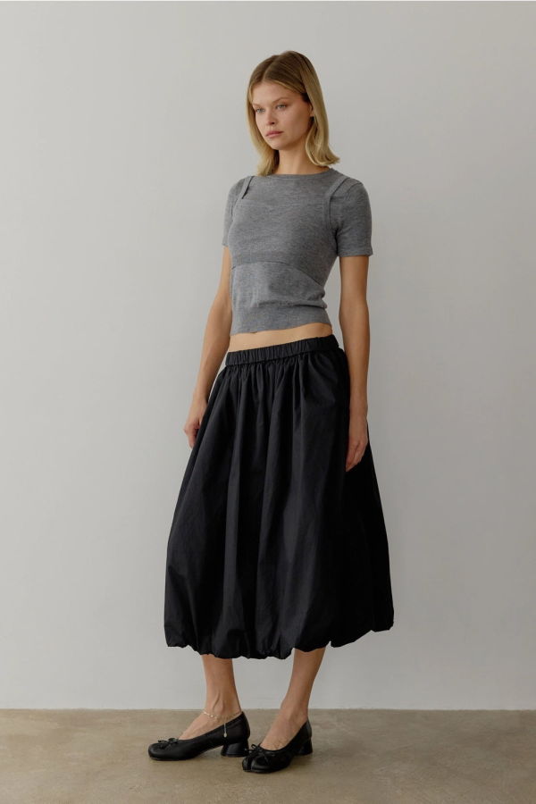 Mod Ref Bella Balloon Midi Skirt - Black