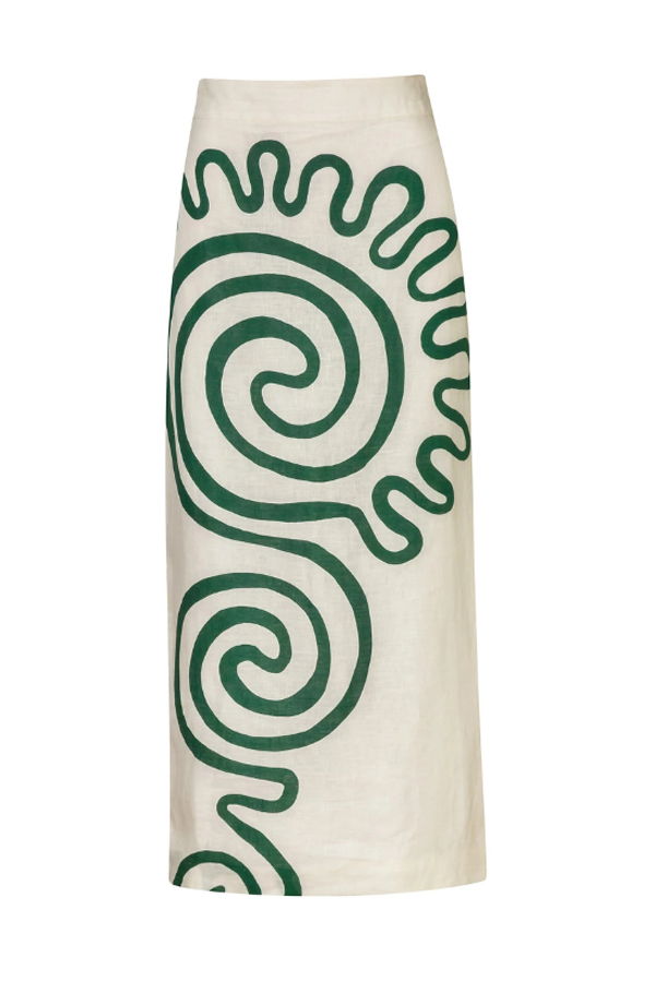 CALA DE LA CRUZ Belen Skirt - Ivory/Green