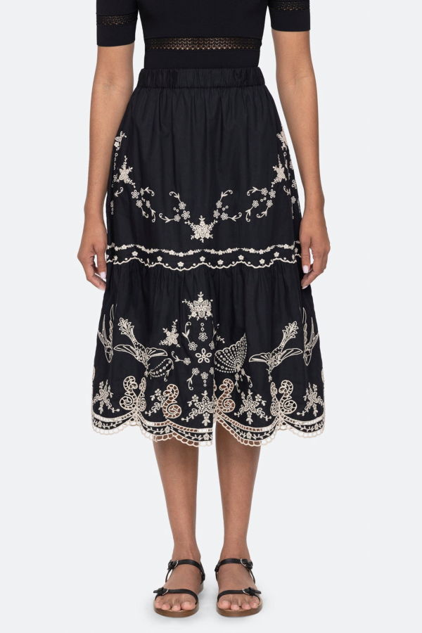 Sea NY Kingsley Embroidery Skirt - Black