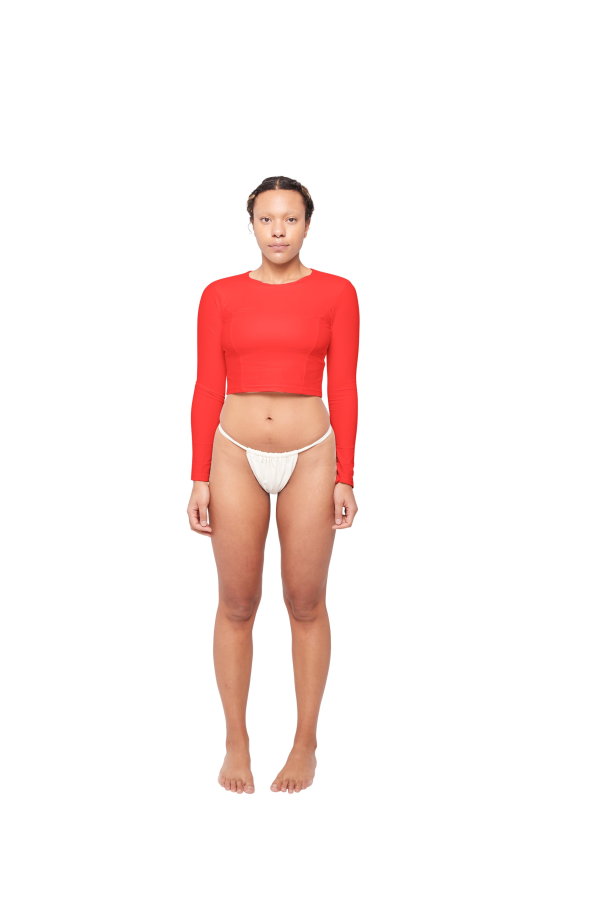 hauslabel LONG SLEEVE CROPPED TOP - REDCOAT